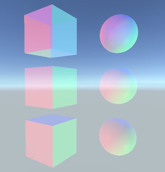 위: URP lit Transparent alpha twoside 중간 : URP lit Transparent alpha front 아래 : 구현물