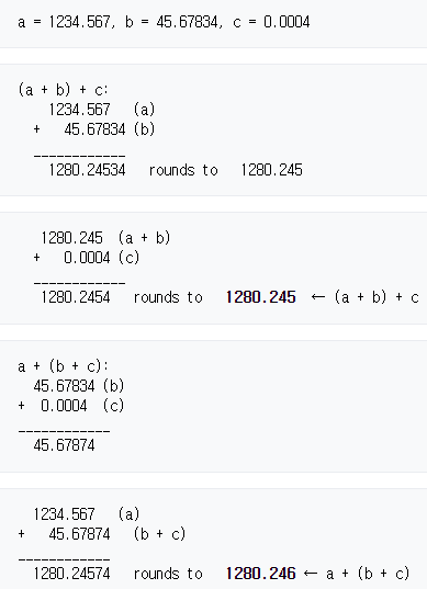 반올림의 타이밍에 따라 변화하는 세부수치