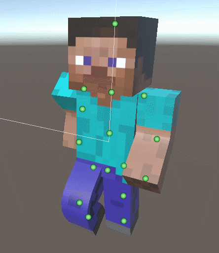 유니티에서 불러온 스티브. 하지만 마지막에 가서 원본 데이터가 남는것은 UV밖에 없었다고 한다.