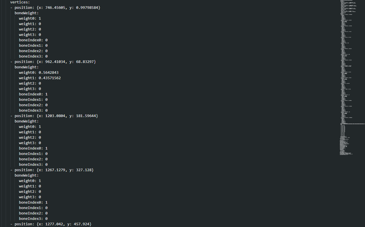 우측 스크롤에 보이는 저 긴 스크롤 다 버텍스입니다